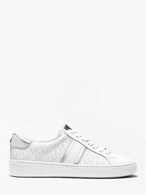 michael michael kors irving logo and metallic leather stripe sneaker|Irving Glitter and Leather Stripe Sneaker .